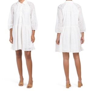 Cupio White Long Sleeve Eyelet Dress